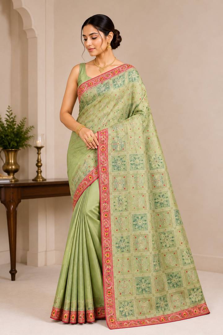 Pastel Green Designer Saree