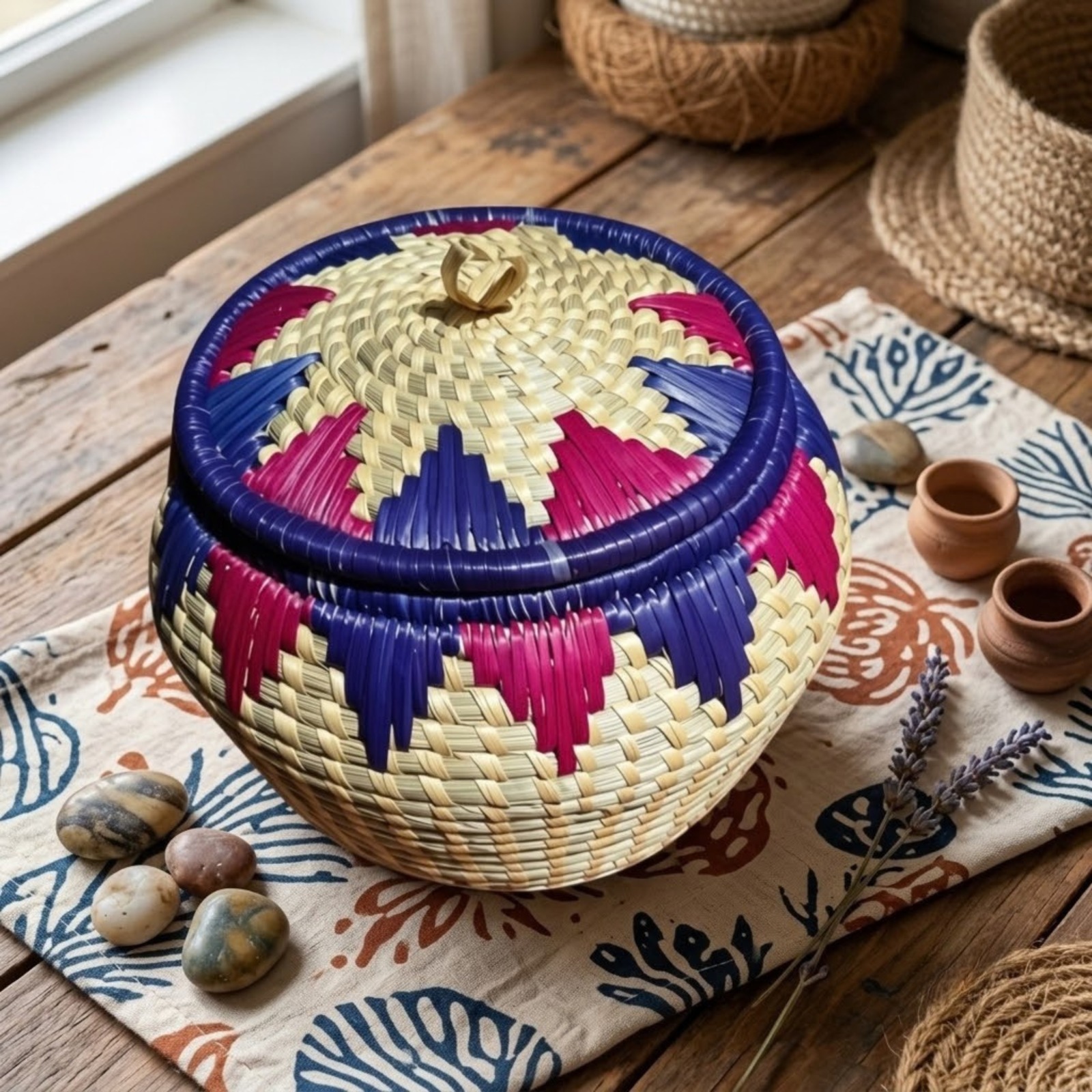 Multicolor Handwoven Round Hotcase