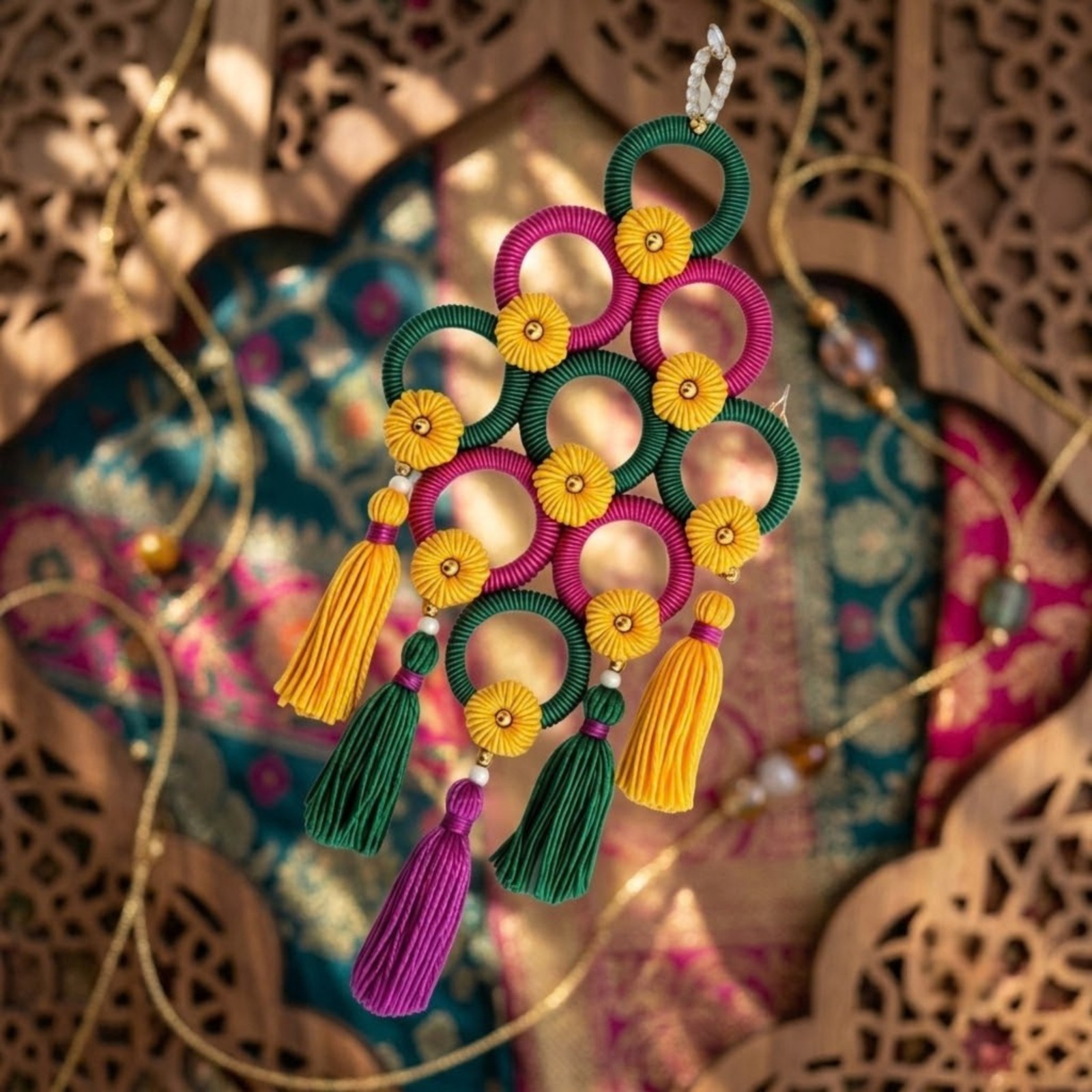 Multicolour Handcrafted Decorative Wall Hanging with Tassels