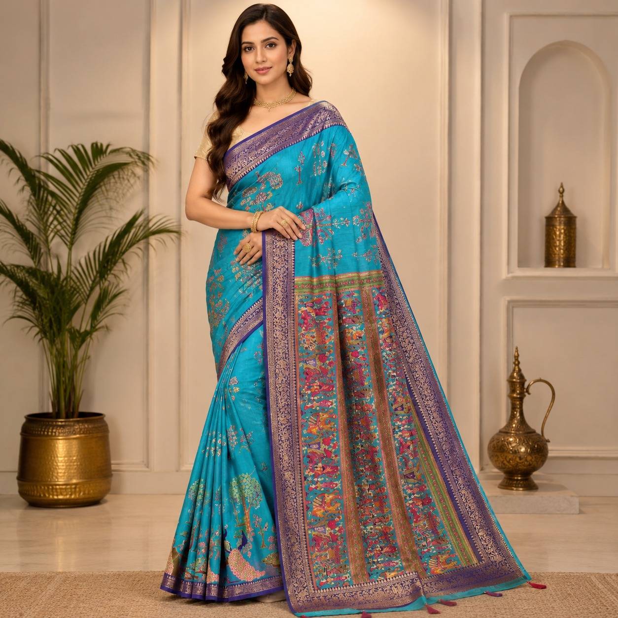 KALAMKARI DESGIN THREAD OUTLINING WORK