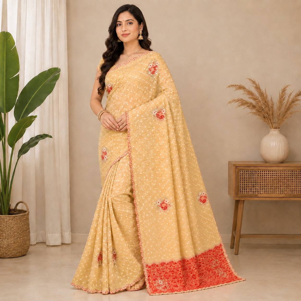 TISSUE FEBRIC BANDHEZ BORDER PALLU