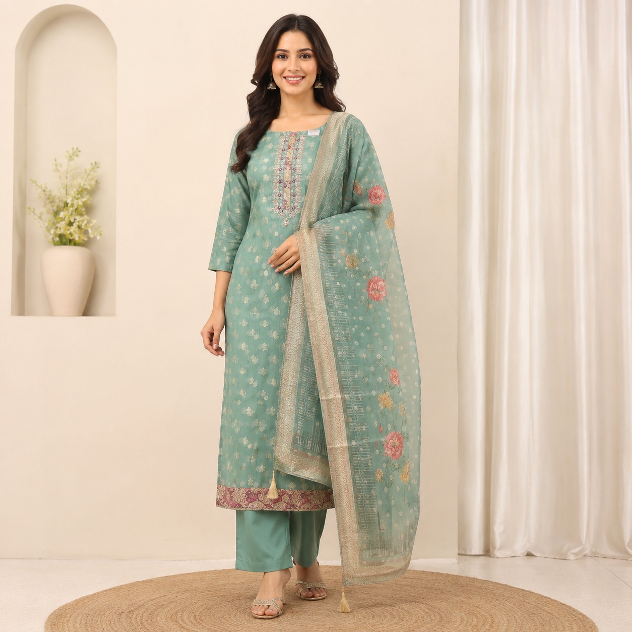Party Wear Silk Suit