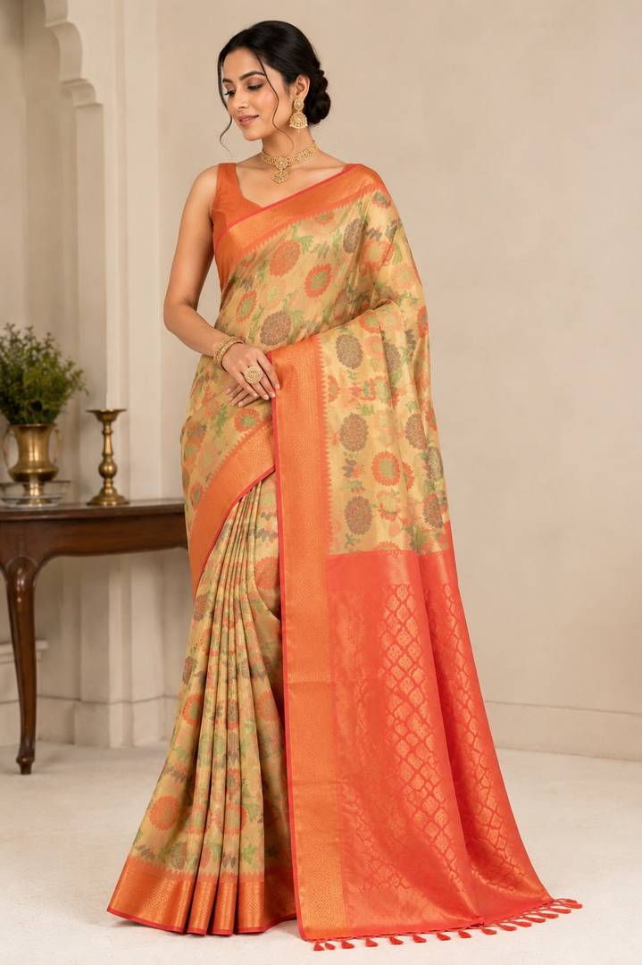 Tissue Silk Contrast Pallu