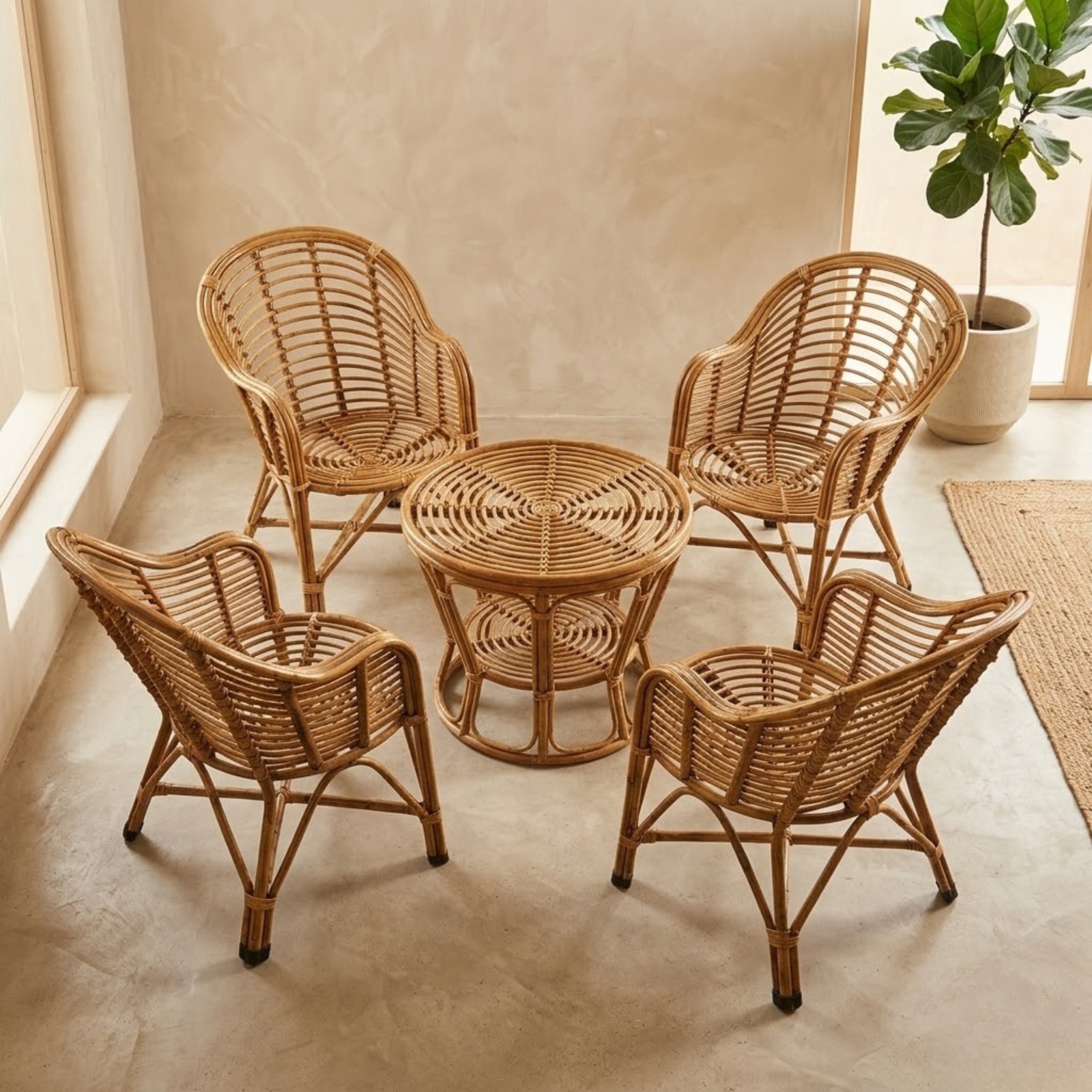Bamboo Chair Set With Table
