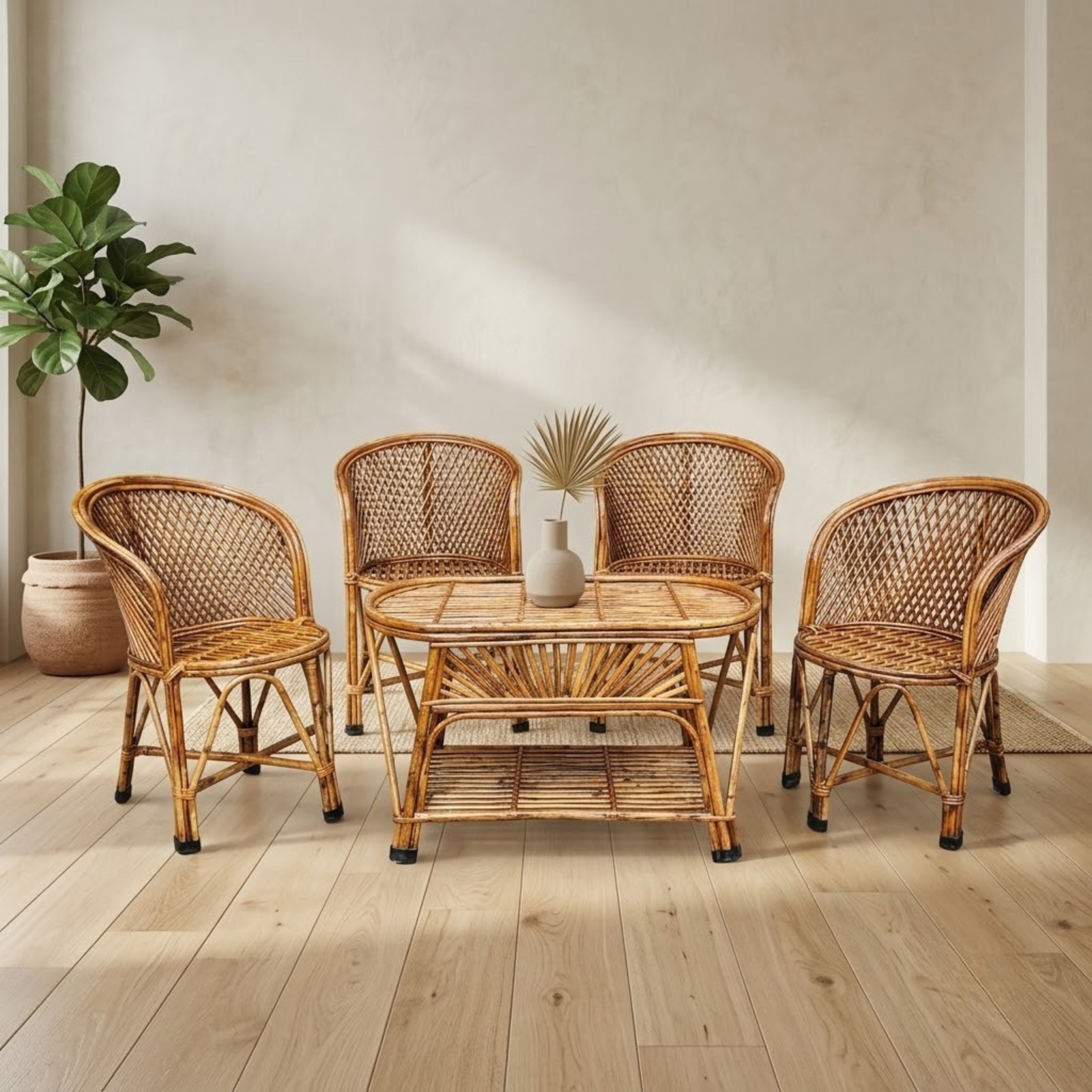 Bamboo Chair Set With Table