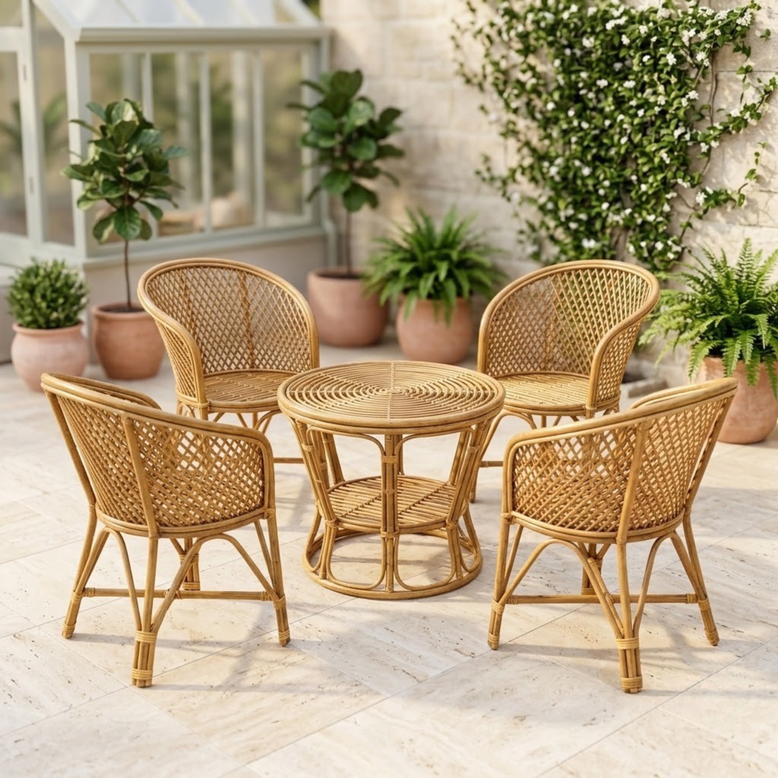 Bamboo Chair Set With Table