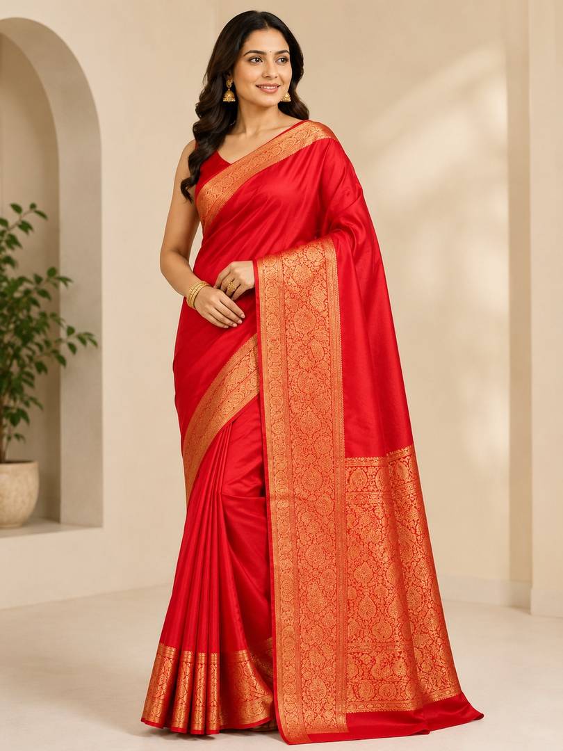 Red & Gold Banarasi Silk Saree
