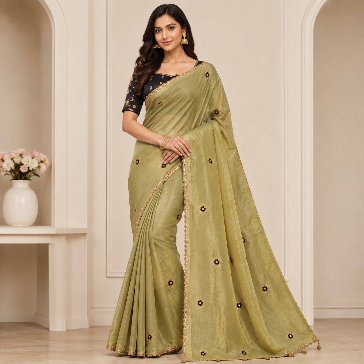 TISSUE FABRIC HANDWORK STICH BLOUSE
