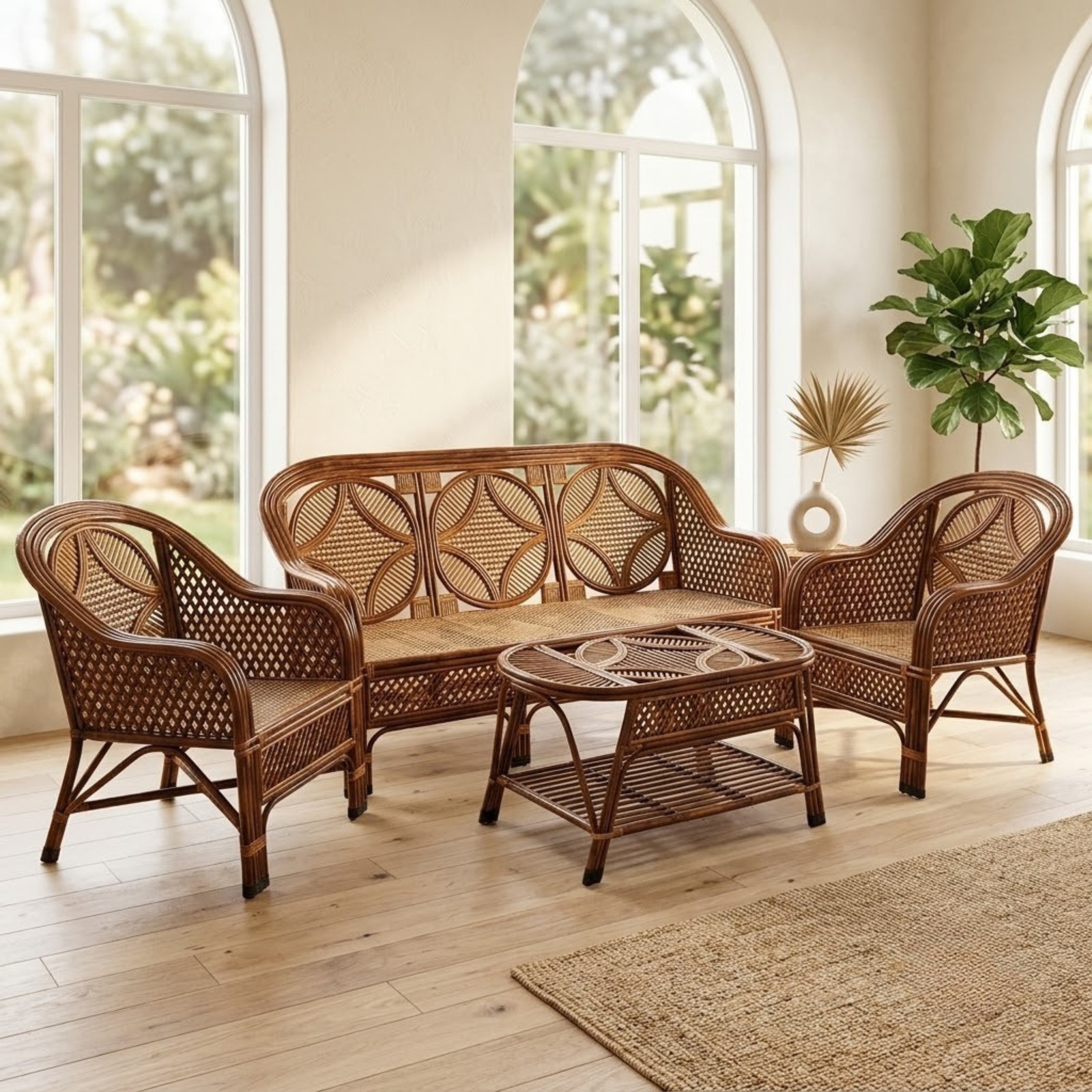 Bamboo Sofa Set With Table