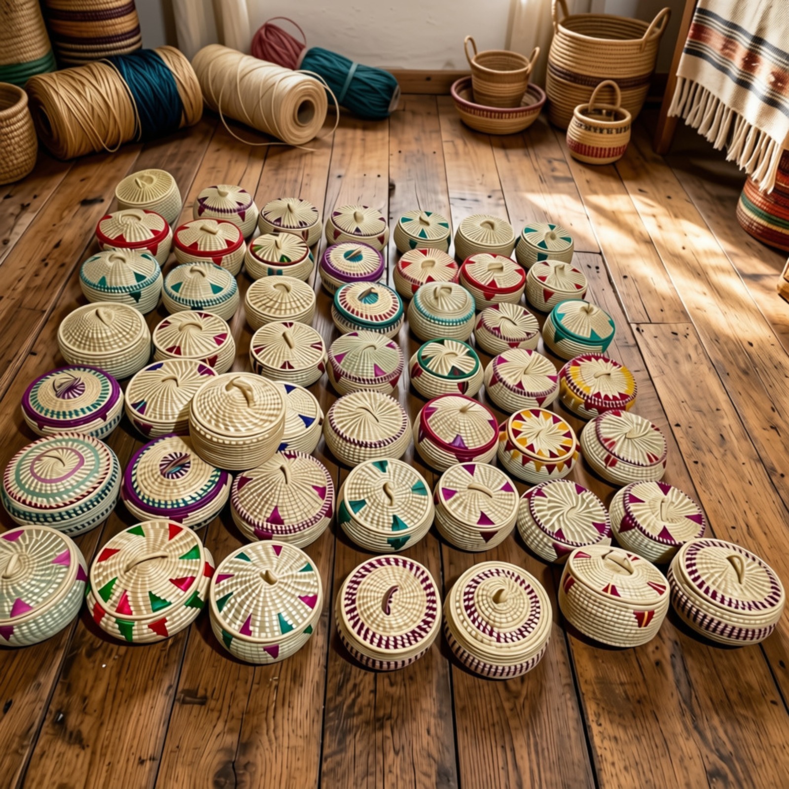 Set of Handmade Mini Woven Storage Baskets