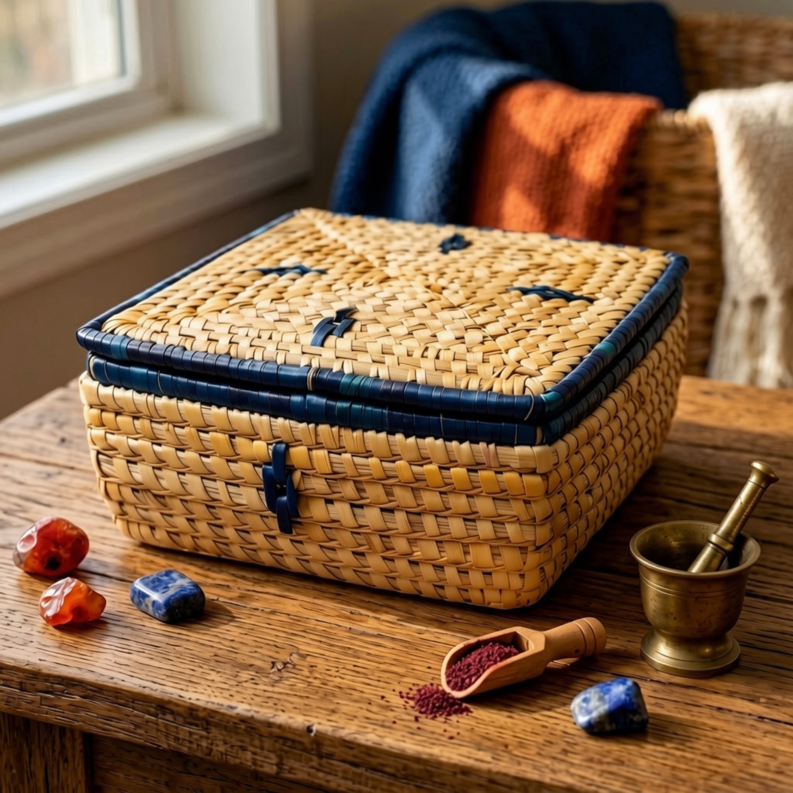 Square Woven Storage Box with Lid