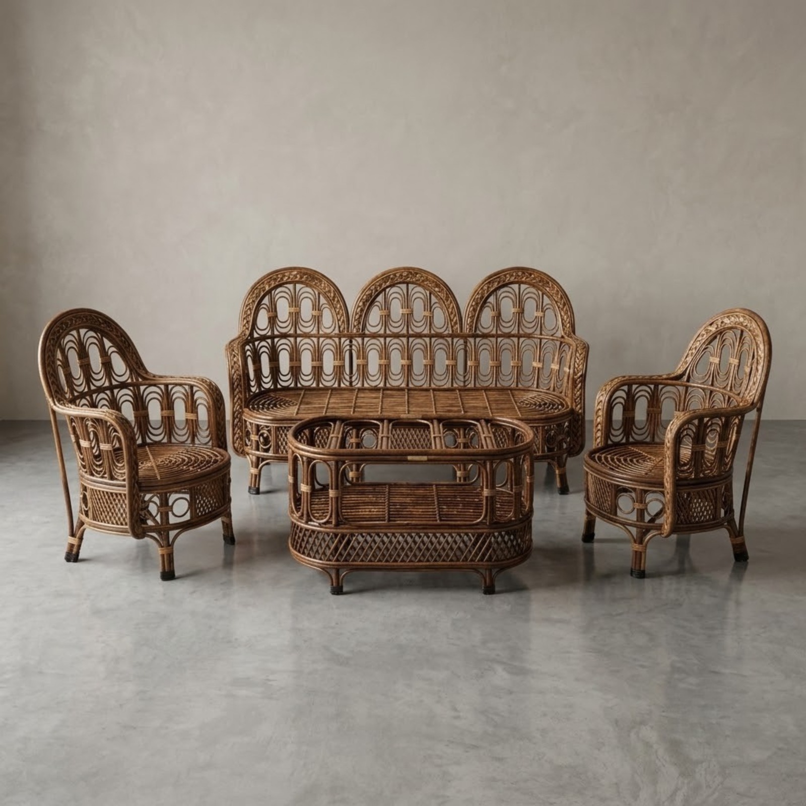 Bamboo Sofa Set With Table