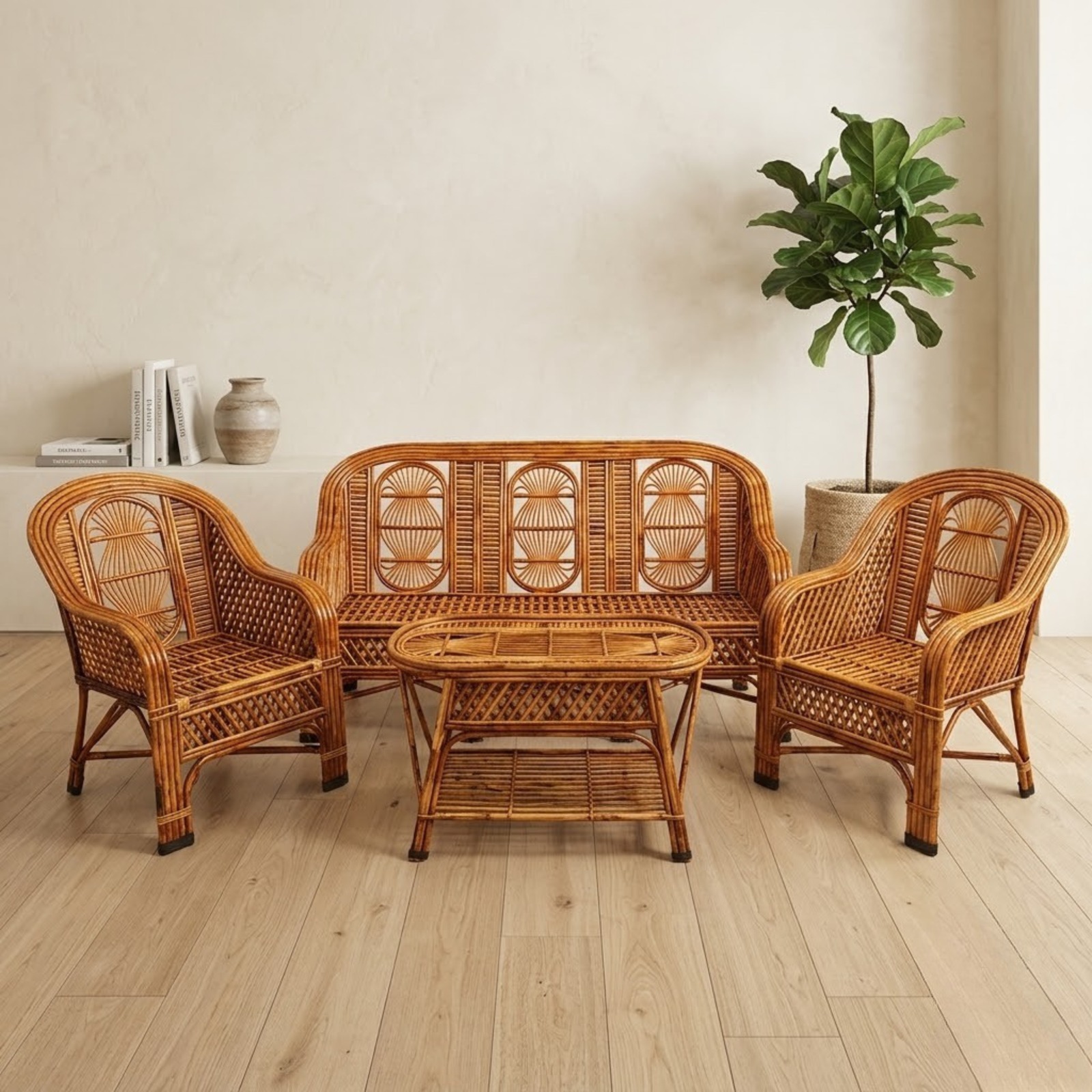 Bamboo Sofa Set With Table