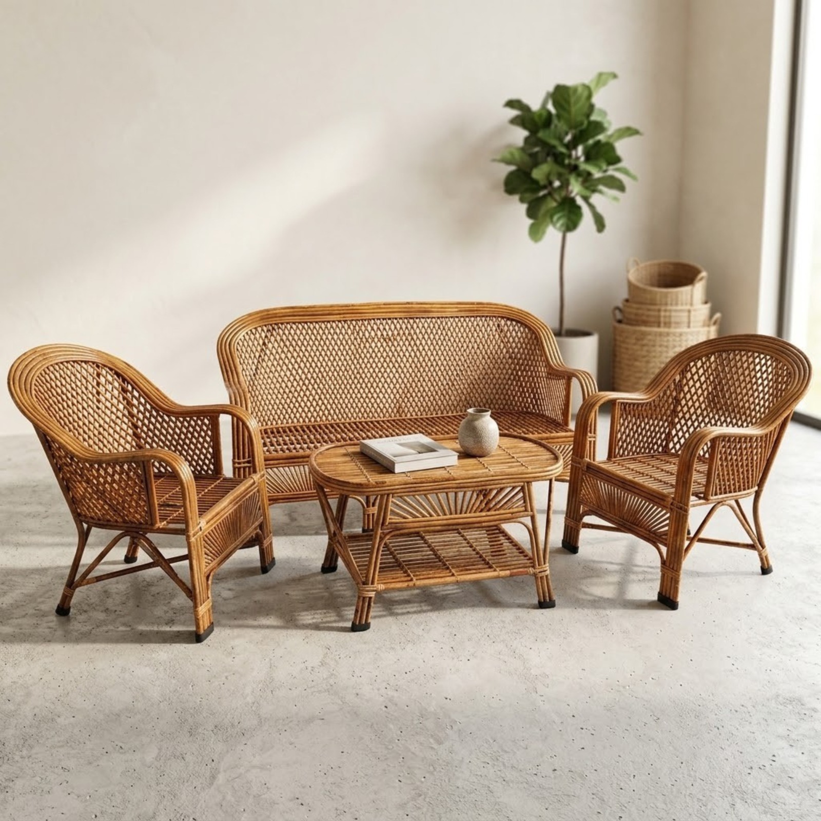 Bamboo Sofa Set With Table