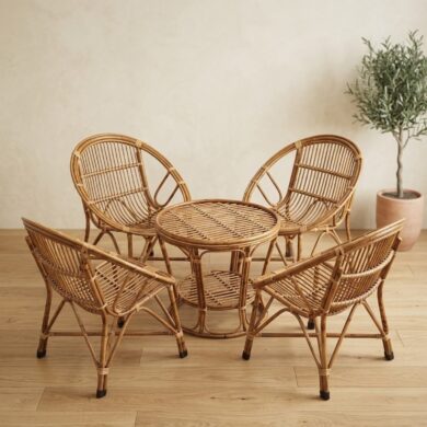 Bamboo Sofa Set With Table
