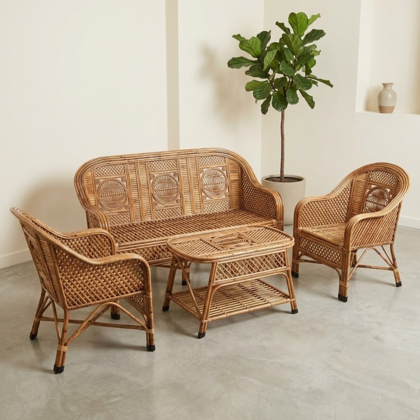 Bamboo Sofa Set With Table