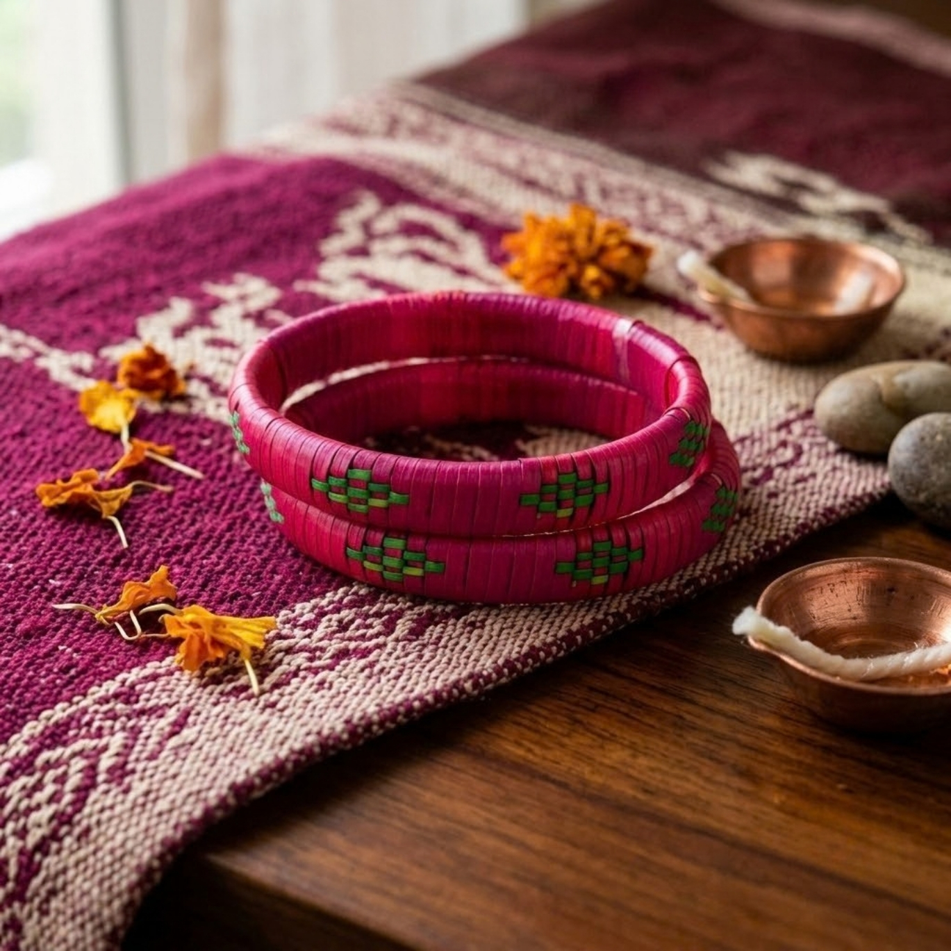 Pink Handcrafted Decorative Bangles