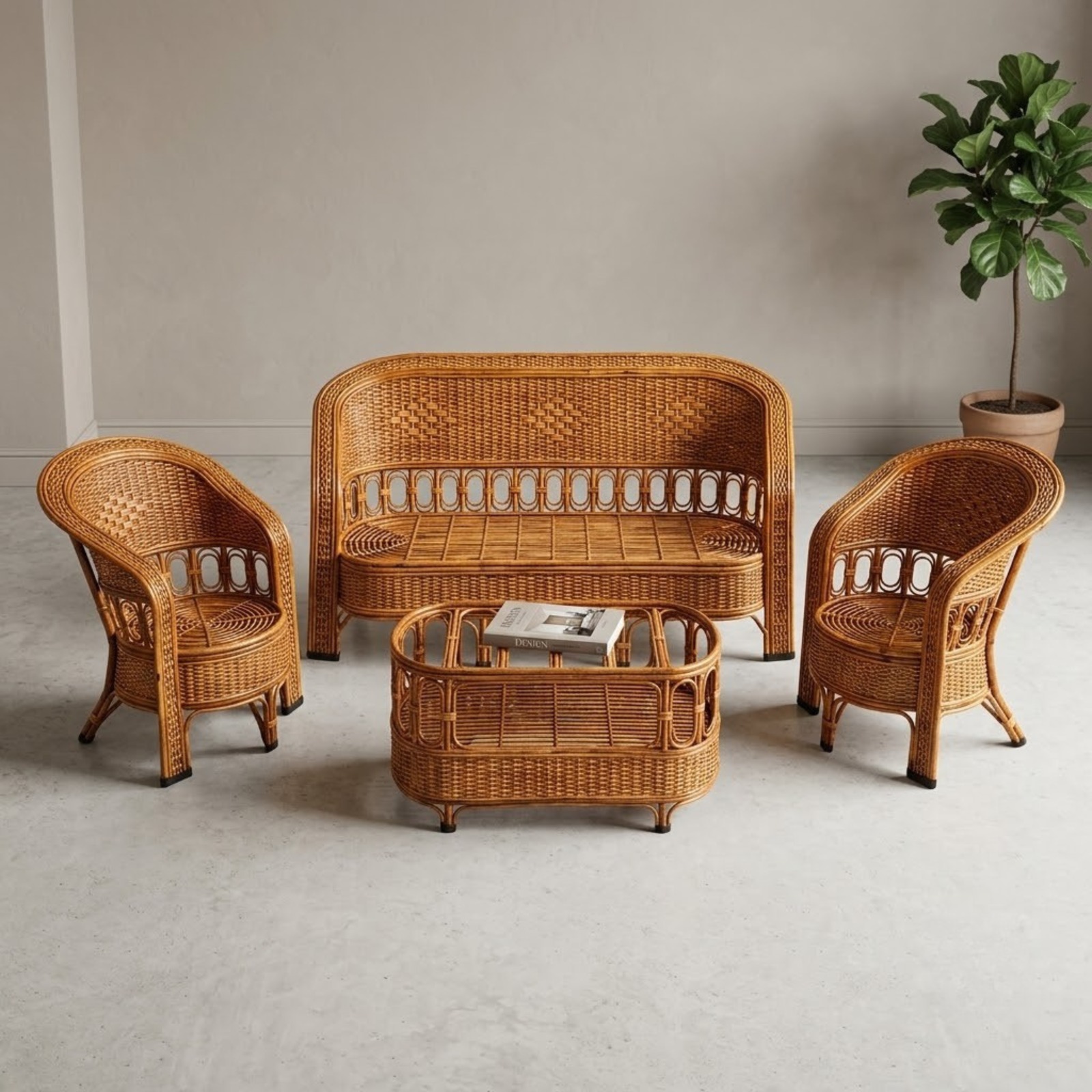Bamboo Sofa Set With Table