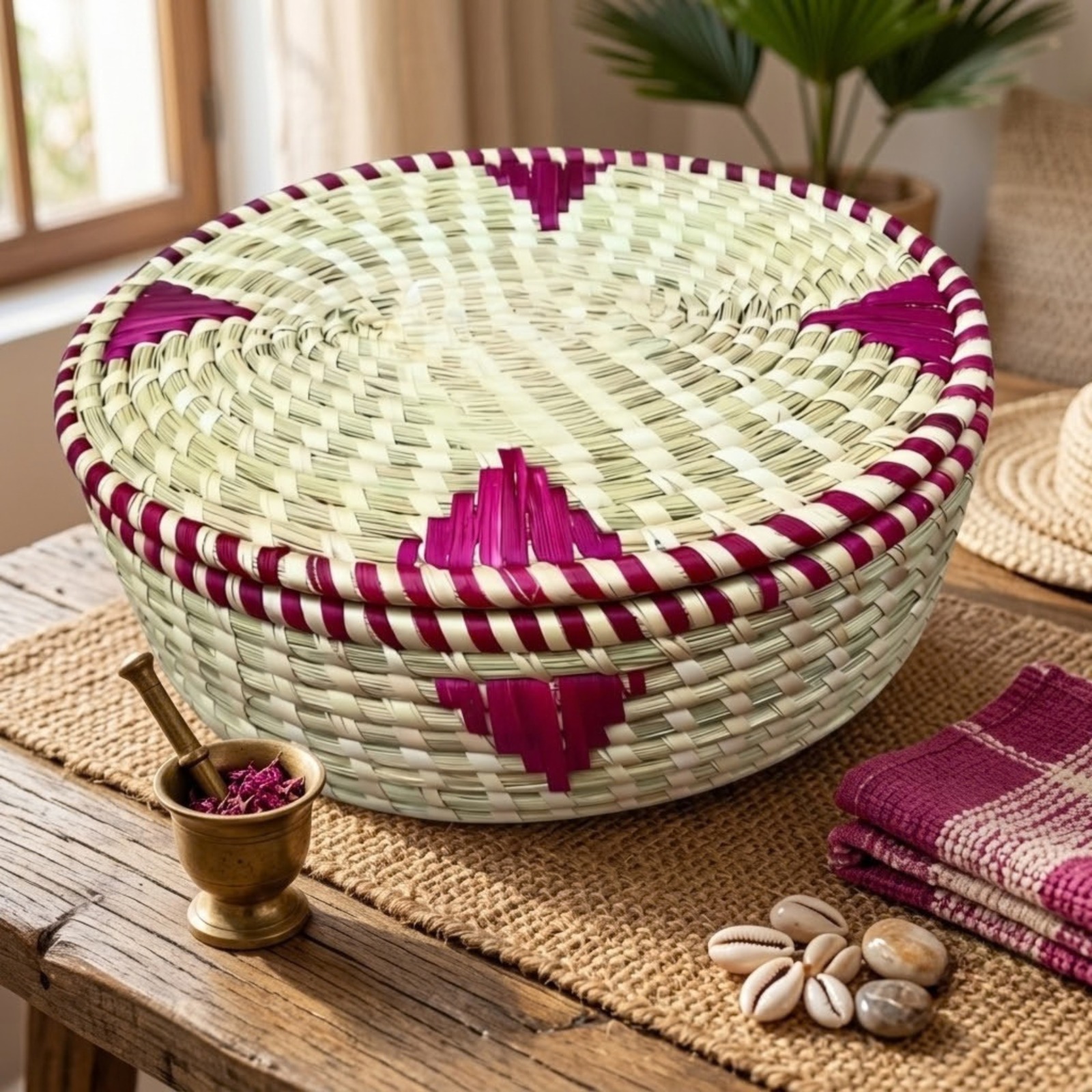 Natural Handwoven Round Hotcase